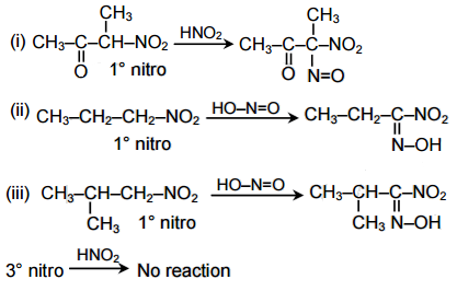  nitrocompound reaction with nitrous acid